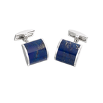 Square cufflinks by Harrogate Jewellers, made of sterling silver with deep blue Lapis Lazuli stones, perfect for a modern gentleman's engagement or wedding in Yorkshire.