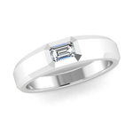 white gold signet ring emerald cut diamond ring with a diamond on a white background
