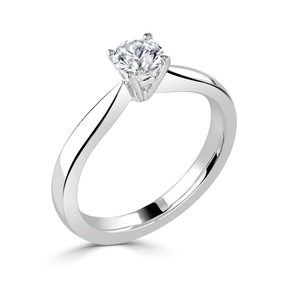 A four claw Diamond Solitaire Round Brilliant Cut by Harrogate Jewellers