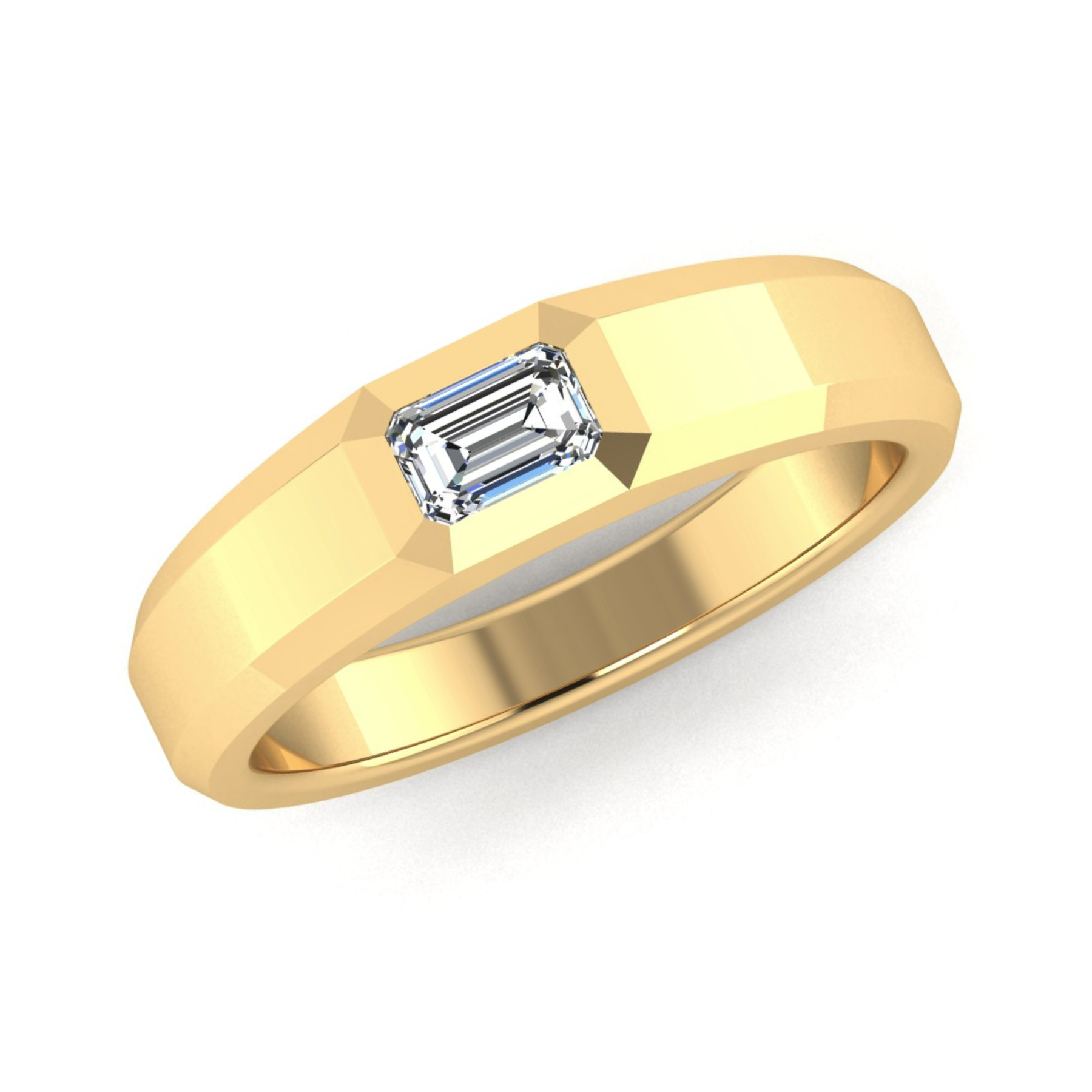 Emerald Cut Diamond Signet Ring by Harrogate Jewellers, a bespoke jewellery piece made of platinum, featuring a natural, earth-mined diamond, ideal for engagement or wedding in Yorkshire.