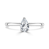 Lab-Grown Pear Cut Solitaire Engagement Ring | Three Claw Setting | The Arya Ring
