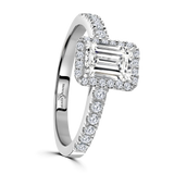 Lab-Grown Emerald Cut Diamond Halo Engagement Ring | The Connie Ring