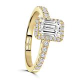 Lab-Grown Emerald Cut Diamond Halo Engagement Ring | The Connie Ring