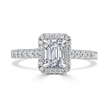 Lab-Grown Emerald Cut Diamond Halo Engagement Ring | The Connie Ring