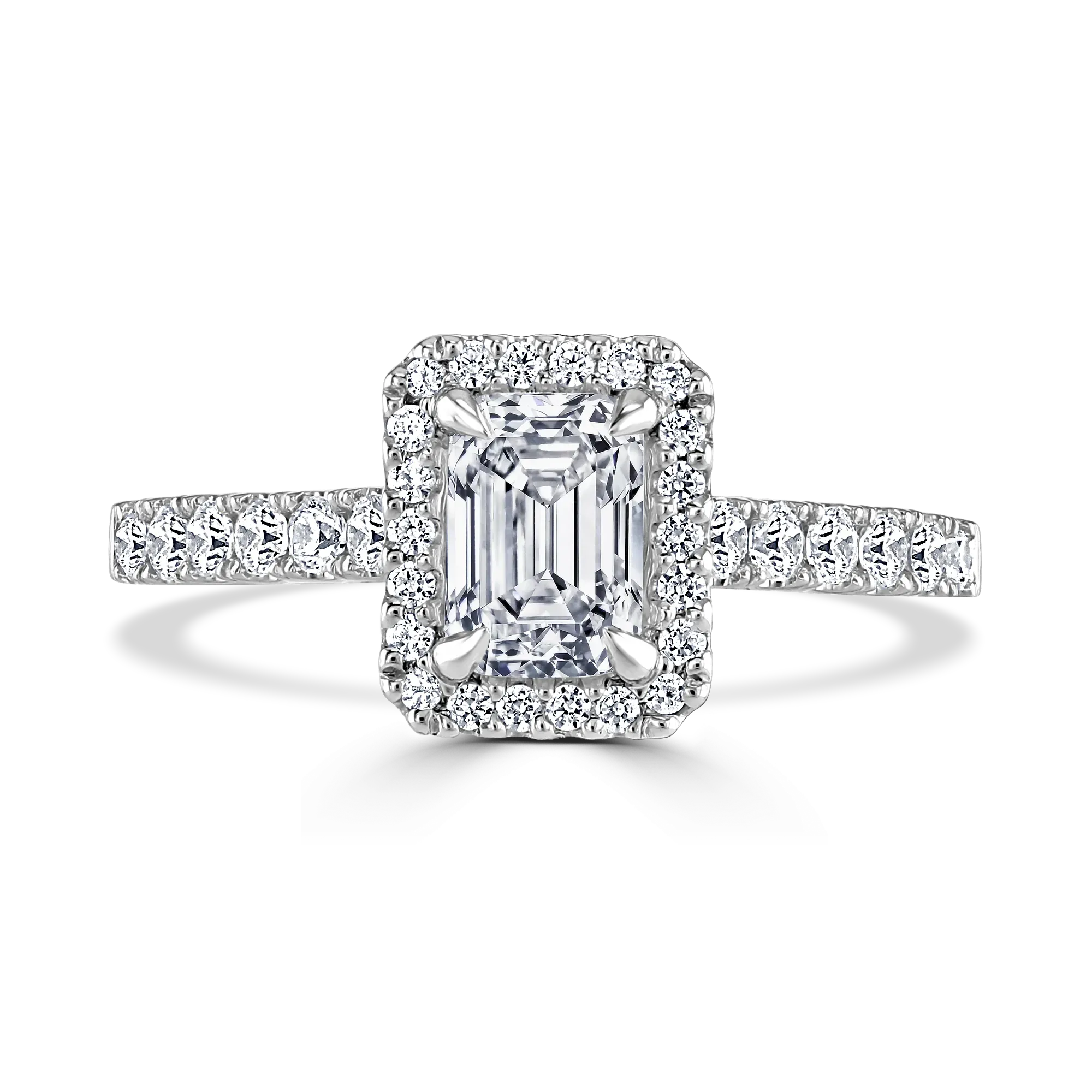Lab-Grown Emerald Cut Diamond Halo Engagement Ring | The Connie Ring