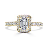 Lab-Grown Emerald Cut Diamond Halo Engagement Ring | The Connie Ring