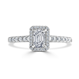 Lab-Grown Emerald Cut Diamond Halo Engagement Ring | The Connie Ring