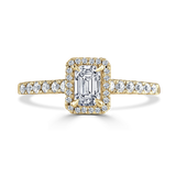 Lab-Grown Emerald Cut Diamond Halo Engagement Ring | The Connie Ring