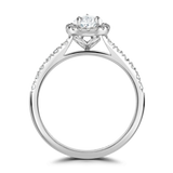 Lab-Grown Pear Cut Diamond Halo Engagement Ring Tapered Diamond Shoulders  | The Luna Ring