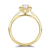 Lab-Grown Pear Cut Diamond Halo Engagement Ring Tapered Diamond Shoulders  | The Luna Ring