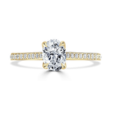 Lab-Grown Oval Cut Engagement Ring | Grain Set Diamond Shoulders | The Bea Ring
