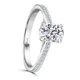 Lab-Grown Oval Cut Engagement Ring | Grain Set Diamond Shoulders | The Bea Ring