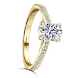 Lab-Grown Oval Cut Engagement Ring | Grain Set Diamond Shoulders | The Bea Ring