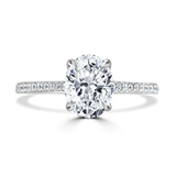 Lab-Grown Oval Cut Engagement Ring | Grain Set Diamond Shoulders | The Bea Ring