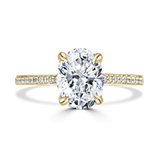 Lab-Grown Oval Cut Engagement Ring | Grain Set Diamond Shoulders | The Bea Ring
