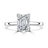 Lab-Grown Emerald Cut Diamond Solitaire Engagement Ring Secret Diamond Under Rail | The Madeline Ring