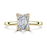 Lab-Grown Emerald Cut Diamond Solitaire Engagement Ring Secret Diamond Under Rail | The Madeline Ring
