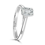 Lab-Grown Emerald Cut Diamond Solitaire Engagement Ring Secret Diamond Under Rail | The Madeline Ring