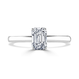 Lab-Grown Emerald Cut Diamond Solitaire Engagement Ring Secret Diamond Under Rail | The Madeline Ring