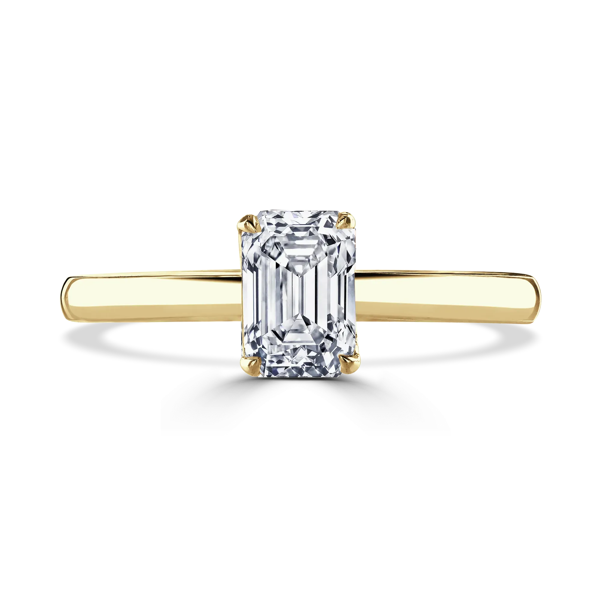 Lab-Grown Emerald Cut Diamond Solitaire Engagement Ring Secret Diamond Under Rail | The Madeline Ring
