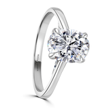 Lab-Grown Oval Cut Diamond Solitaire Engagement Ring Secret Diamond Under Rail | The Monica Ring