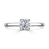 Lab-Grown Round Brilliant Cut Diamond Solitaire Engagement Ring Secret Diamond Under Rail |  The Emilia Ring