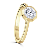 Lab-Grown Round Brilliant Cut Diamond Hexagonal Bezel Setting | The Celine Ring
