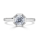 Lab-Grown Round Brilliant Cut Diamond Hexagonal Bezel Setting | The Celine Ring