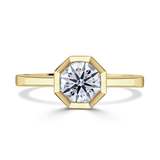 Lab-Grown Round Brilliant Cut Diamond Hexagonal Bezel Setting | The Celine Ring