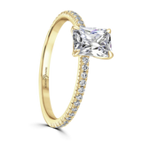 Lab-Grown Emerald Cut Diamond Engagement Ring Hidden Diamond Halo | The Isabella Ring