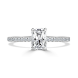 Lab-Grown Emerald Cut Diamond Engagement Ring Hidden Diamond Halo | The Isabella Ring