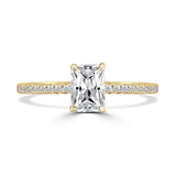 Lab-Grown Emerald Cut Diamond Engagement Ring Hidden Diamond Halo | The Isabella Ring