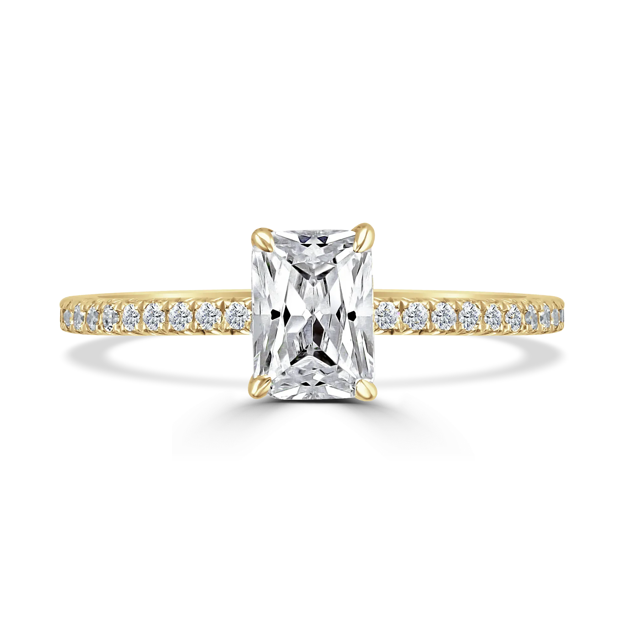 Lab-Grown Emerald Cut Diamond Engagement Ring Hidden Diamond Halo | The Isabella Ring