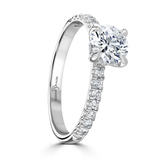 Lab-Grown Round Brilliant Cut Diamond Shoulder Set Engagement Ring Hidden Diamond Halo | The Serena Ring