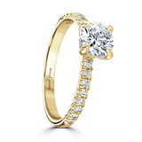 Lab-Grown Round Brilliant Cut Diamond Shoulder Set Engagement Ring Hidden Diamond Halo | The Serena Ring