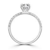 Lab-Grown Round Brilliant Cut Diamond Shoulder Set Engagement Ring Hidden Diamond Halo | The Serena Ring