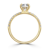 Lab-Grown Round Brilliant Cut Diamond Shoulder Set Engagement Ring Hidden Diamond Halo | The Serena Ring