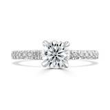 Lab-Grown Round Brilliant Cut Diamond Shoulder Set Engagement Ring Hidden Diamond Halo | The Serena Ring