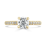 Lab-Grown Round Brilliant Cut Diamond Shoulder Set Engagement Ring Hidden Diamond Halo | The Serena Ring