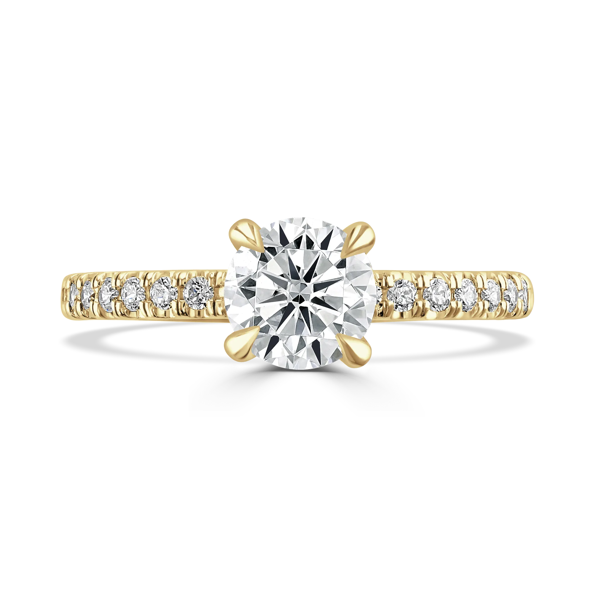 Lab-Grown Round Brilliant Cut Diamond Shoulder Set Engagement Ring Hidden Diamond Halo | The Serena Ring