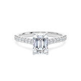 Lab-Grown Diamond 1.50ct Emerald Cut Engagement Ring Diamond Shoulders inn Platinum
