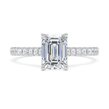Lab-Grown Diamond 1.50ct Emerald Cut Engagement Ring Diamond Shoulders inn Platinum