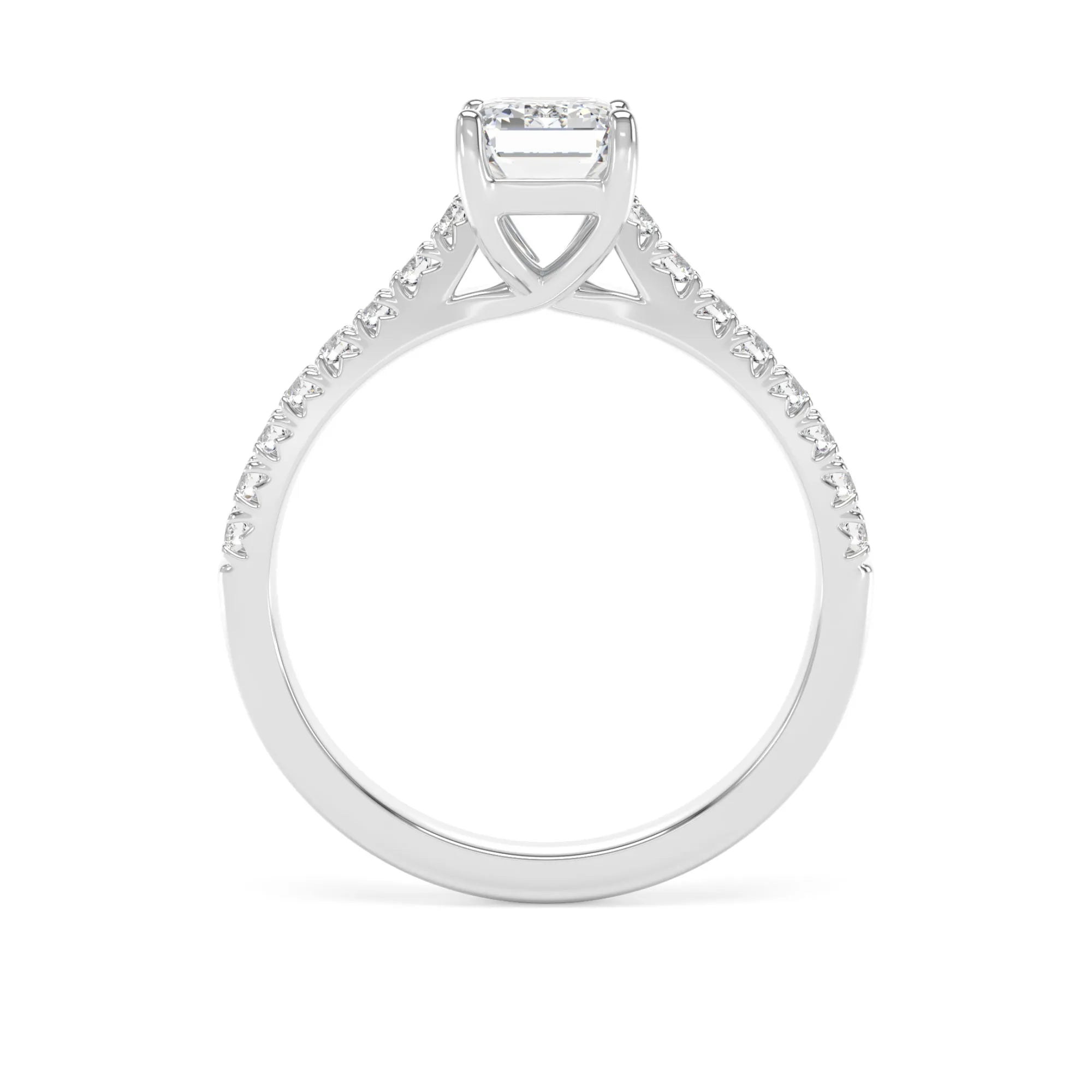 Lab-Grown Diamond 1.50ct Emerald Cut Engagement Ring Diamond Shoulders inn Platinum