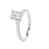 Lab-Grown Diamond 1.50ct Emerald Cut Engagement Ring Diamond Shoulders inn Platinum