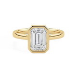 Lab-Grown Emerald Cut Diamond Bezel Rub-Over Set Engagement Ring | The Vivienne Ring