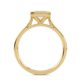 Lab-Grown Emerald Cut Diamond Bezel Rub-Over Set Engagement Ring | The Vivienne Ring