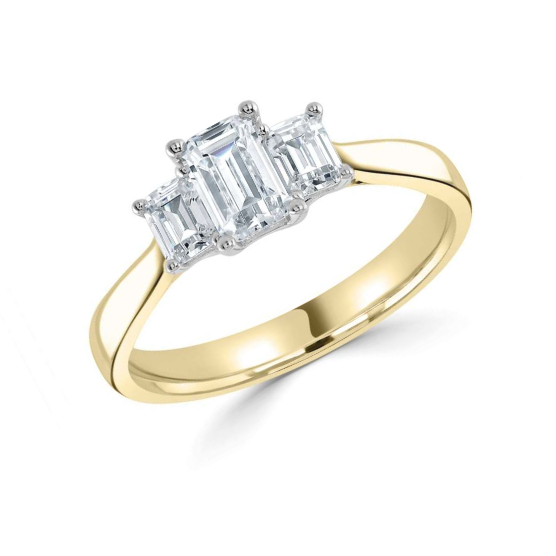 Emerald diamond trilogy cut by Harrogate Jewellers Harrogate engagement ring