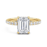 Lab-Grown Emerald Cut Diamond Engagement Ring Hidden Diamond Halo | The Isabella Ring