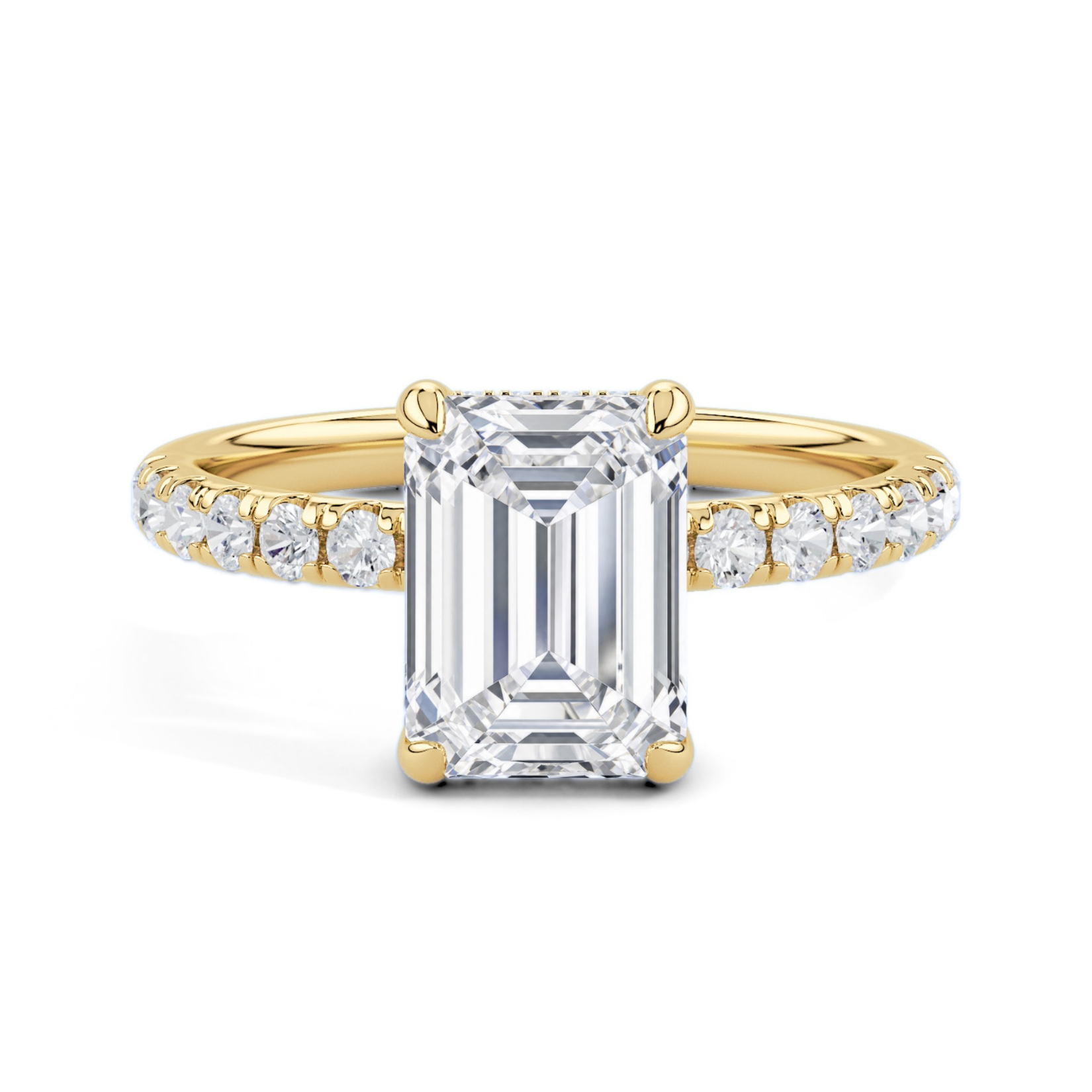 Lab-Grown Emerald Cut Diamond Engagement Ring Hidden Diamond Halo | The Isabella Ring