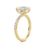 Lab-Grown Emerald Cut Diamond Engagement Ring Hidden Diamond Halo | The Isabella Ring